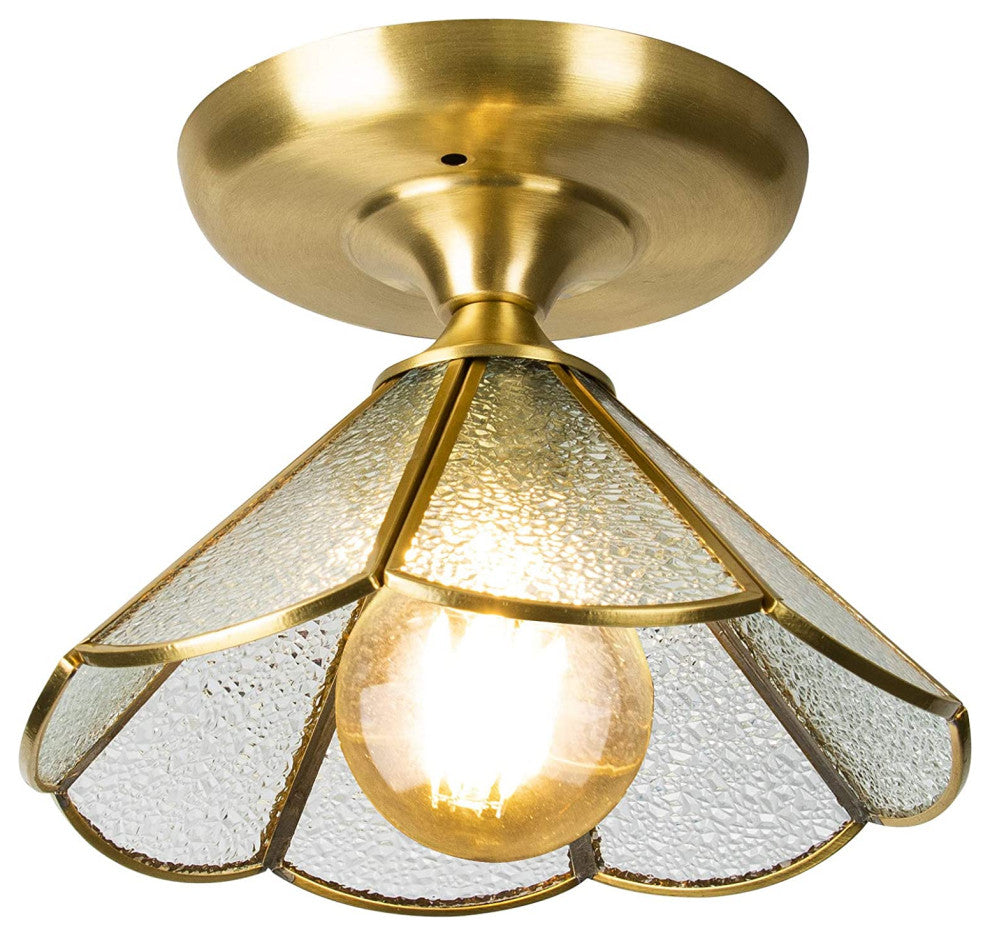 Retro Gold Light Fixture, Industrial, Flush Mount LED Ceiling Light Fixture