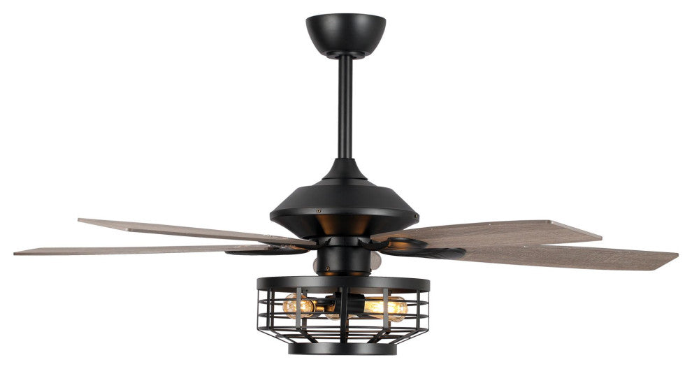 52 in 5 Blades Ceiling Fan with Remote Control in Matte Black