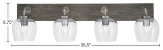 Oxbridge, Bath Bar, Graphite & Painted Distressed Wood-look, 6" Clear Bubble