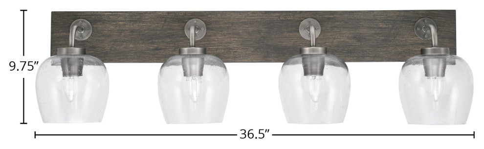 Oxbridge, Bath Bar, Graphite & Painted Distressed Wood-look, 6" Clear Bubble