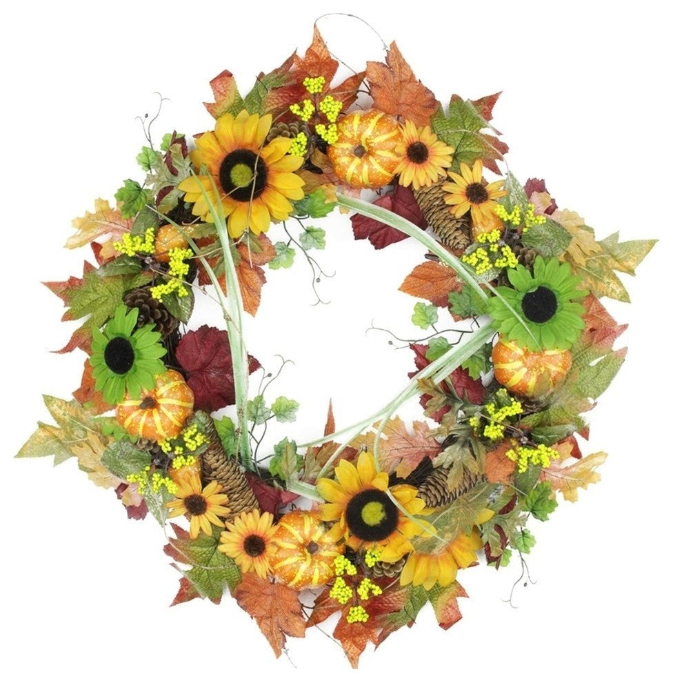 24" Mixed Autumn Thanksgiving Wreath, Unlit