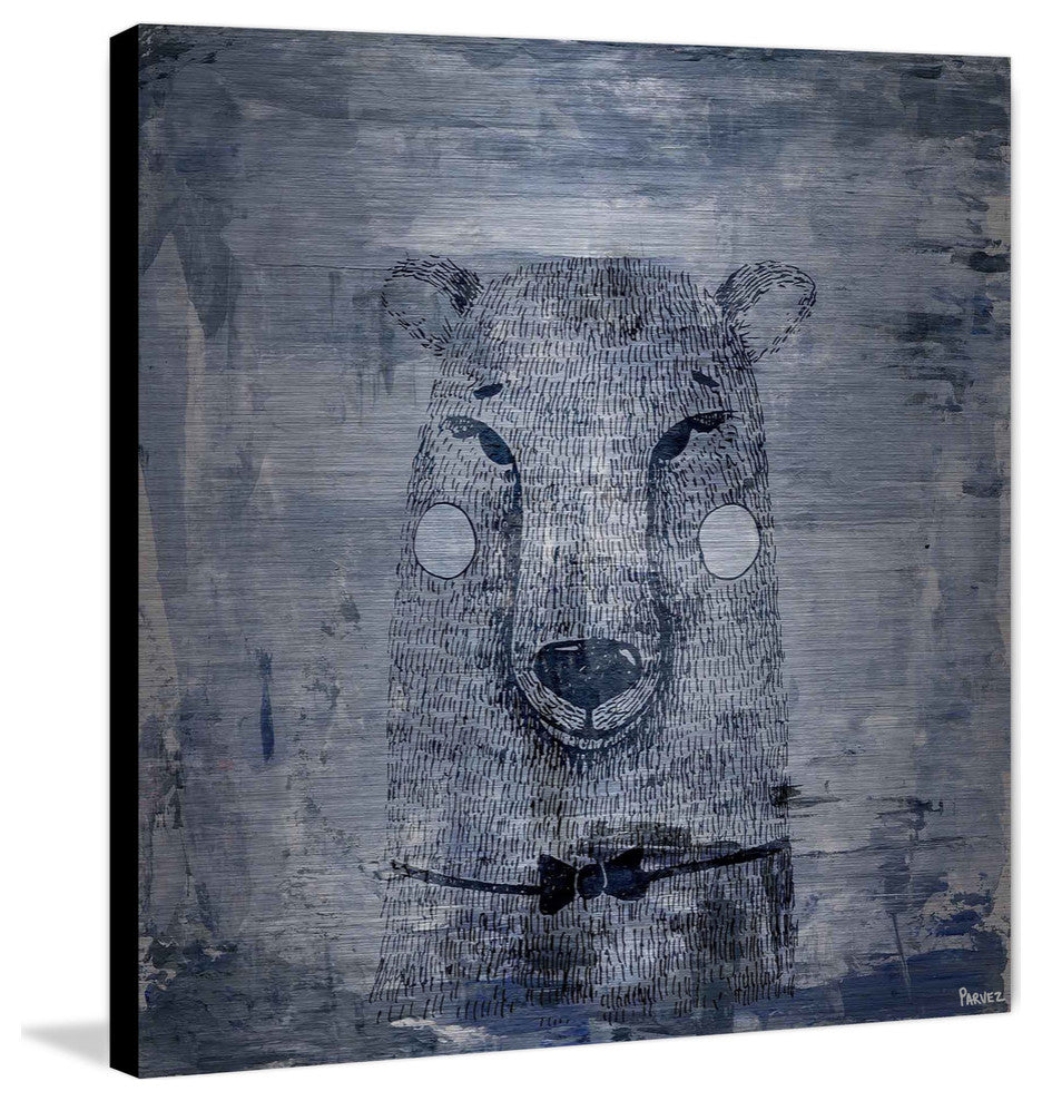 "Blue Smile" Painting Print on Brushed Aluminum, 18"x18"