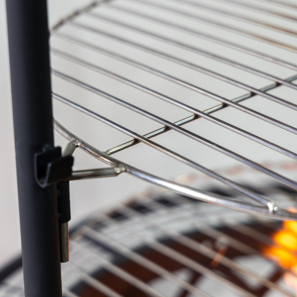 33" Diameter Outdoor Steel Woodburning Fire Pit Grill and Rotisserie
