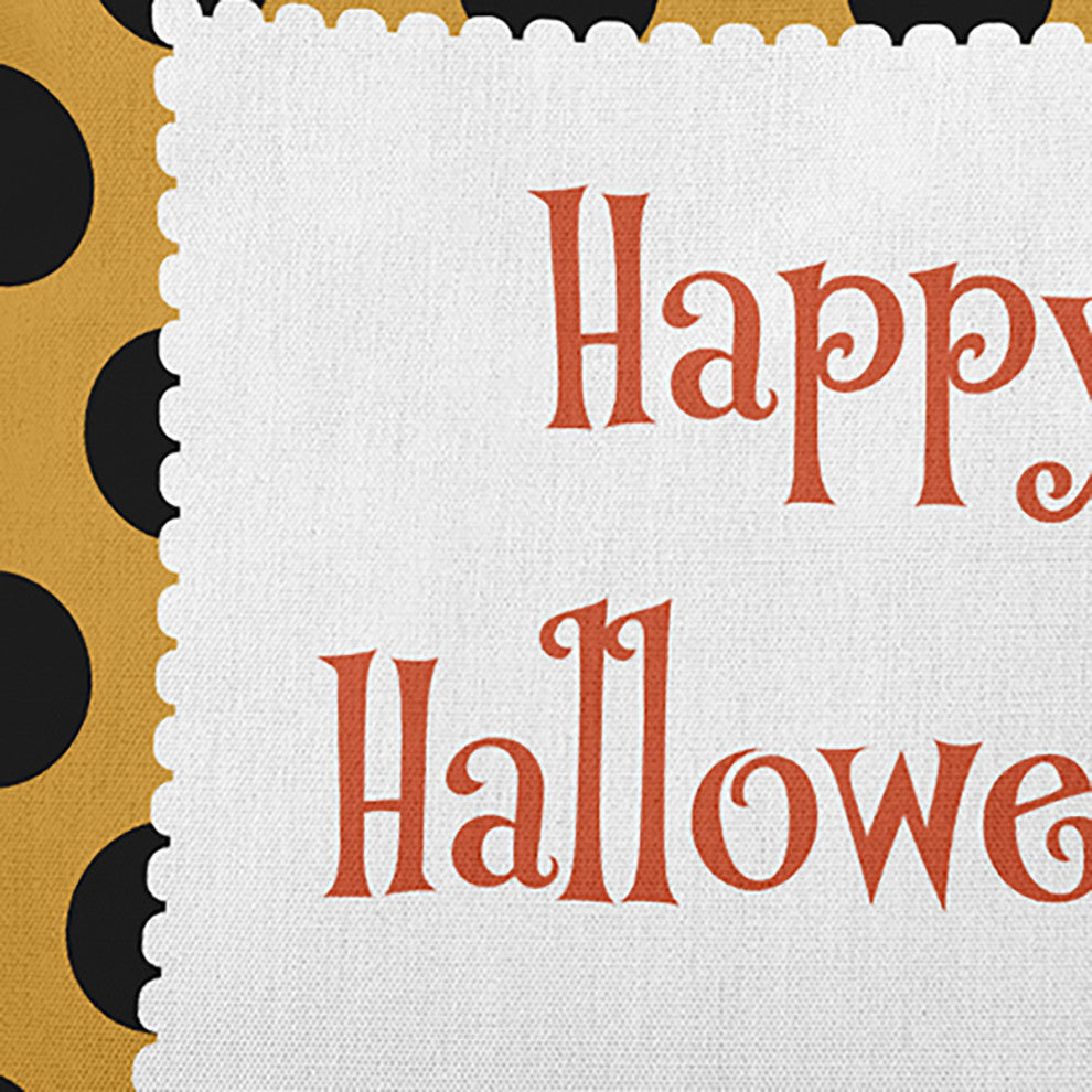 Happy Halloween Dots Accent Pillow, Golden Mustard, 18"x18"