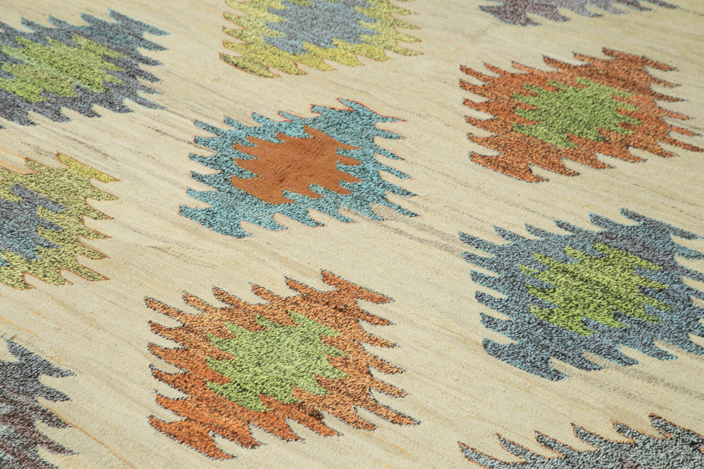 Rug N Carpet - Handmade Turkish 7' 11'' x 10' 5'' Modern Design Wool Kilim Rug