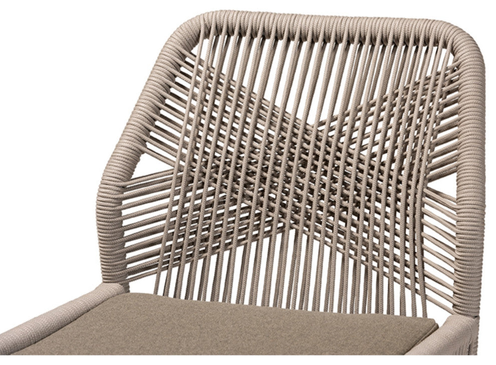 Jennifer Mid-Century Transitional Gray Woven Rope Mahogany Dining Side Chair