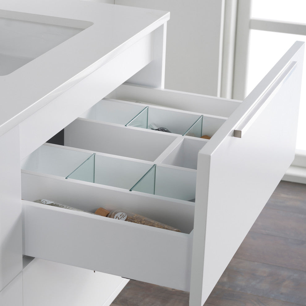 Vanity Alfred 60 Double Sink With Integrated Solid Surface top, Matt White, Brus