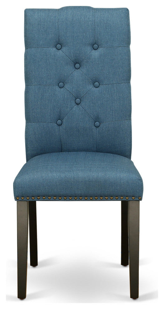 Elsa Parson Chair With Black Leg And Blue Color Fabric Color Set of 2