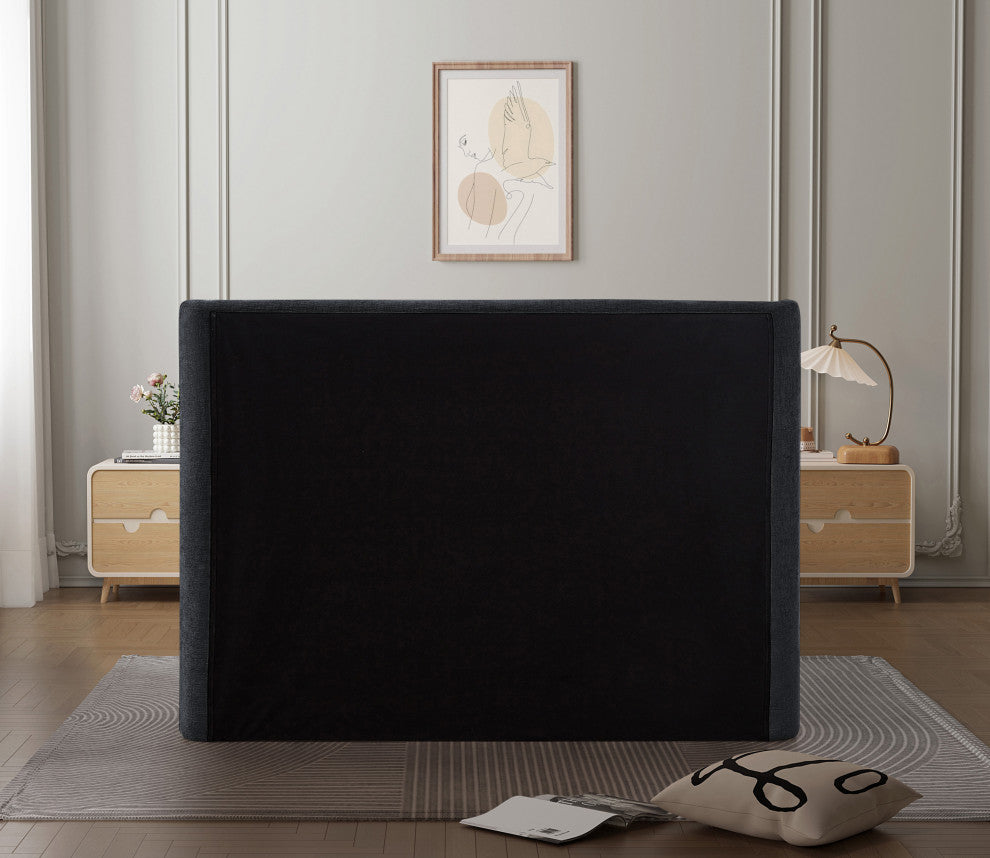 Penny Bed, Black, King, Chenille Fabric