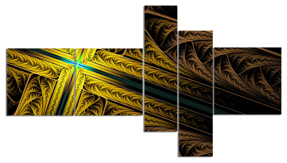 Intricate Multi colored Cross, Abstract Print On Canvas, 60"x32", 5 panels