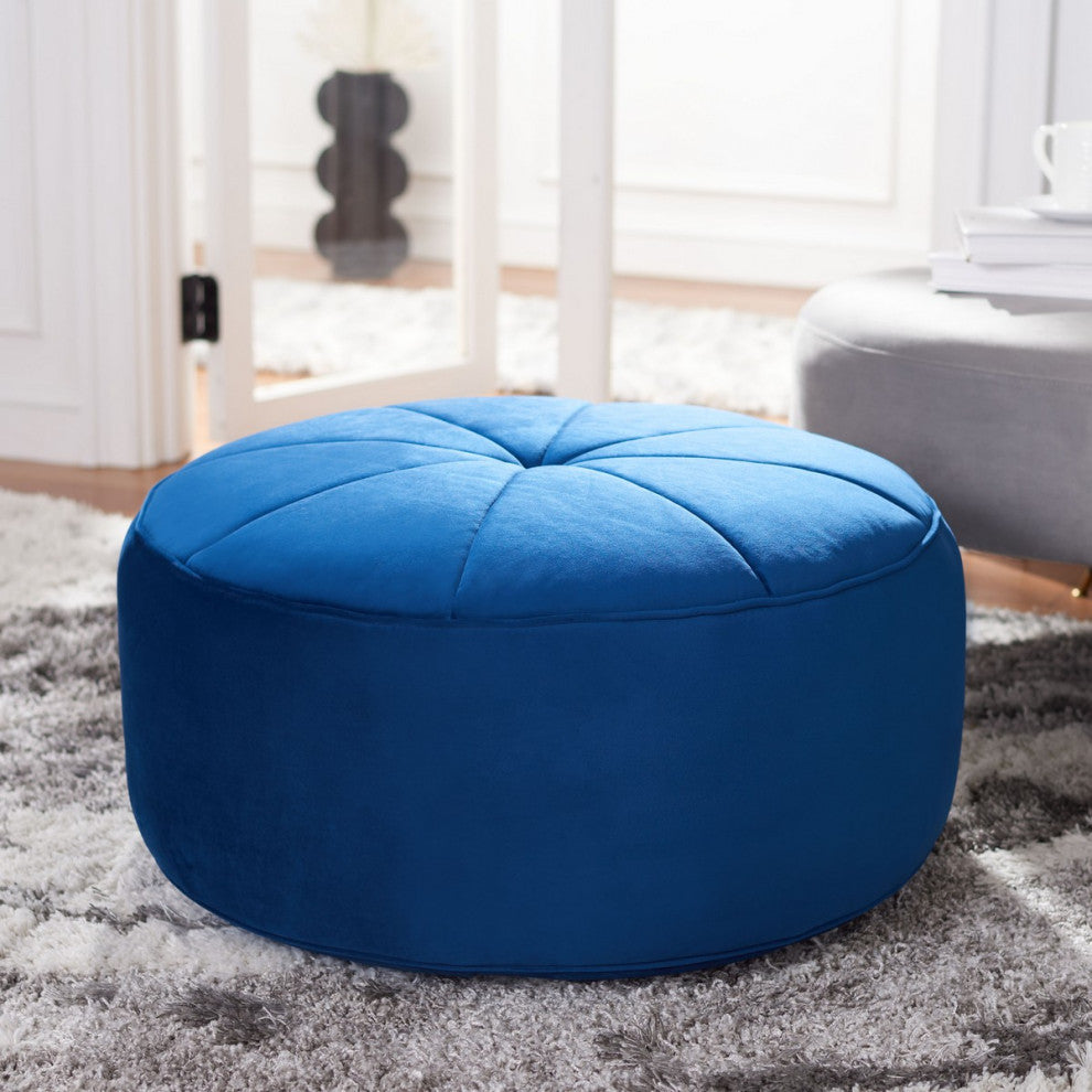 Safavieh Amais Round Ottoman, Navy