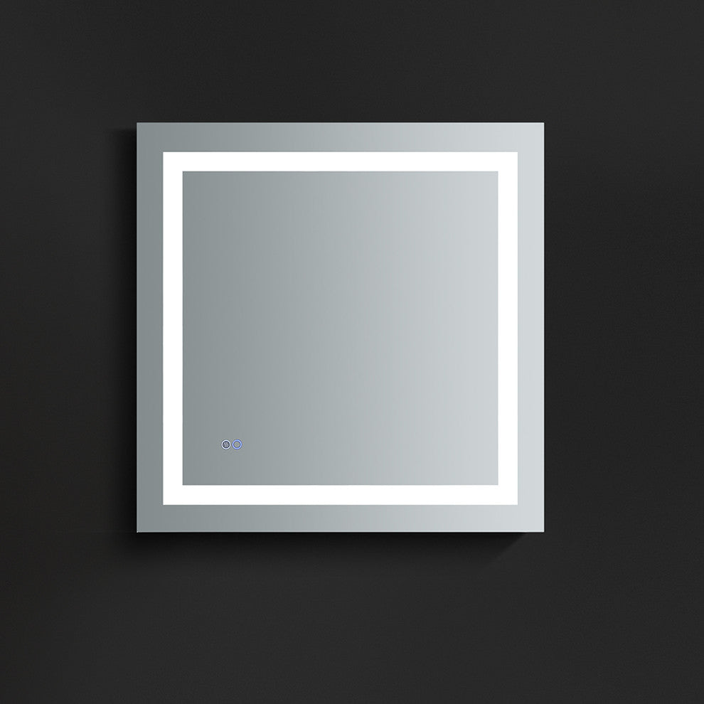 Santo Bathroom Mirror With LED Lighting and Defogger, 24"x30", 30"x30"