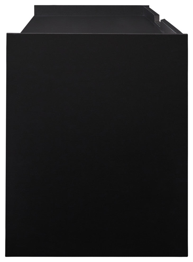 GDF Studio 4-Drawer Storage TV Stand, LED Lighting & Charging Ports, Black