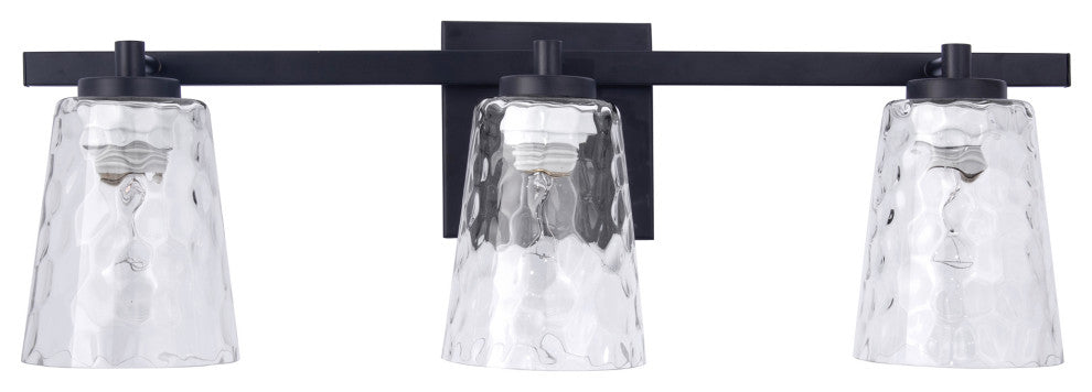 3-Light Modern Black Wall Sconce Vanity Light With Crystal Lampshade