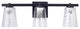 3-Light Modern Black Wall Sconce Vanity Light With Crystal Lampshade