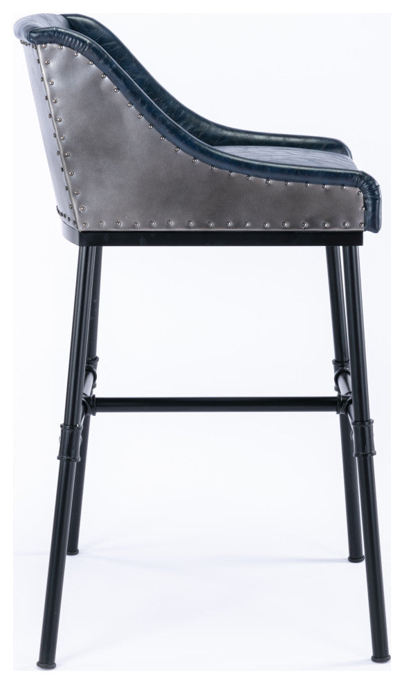 Parlor Adjustable Bar Stool, Midnight Blue