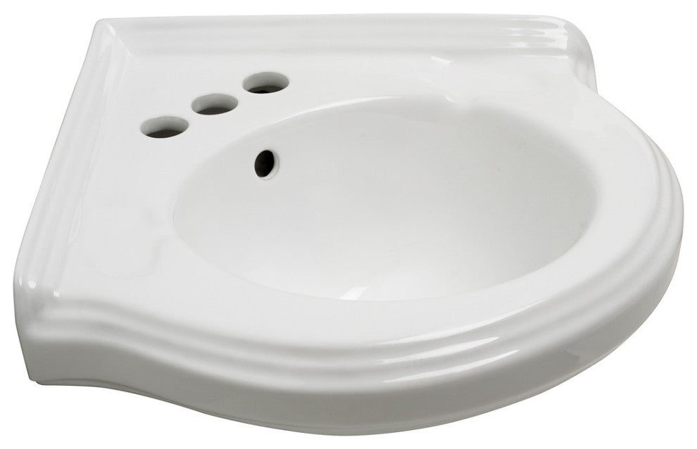 Wall Mount Corner Small Bathroom Sink White Gloss China Portsmouth with Bracket