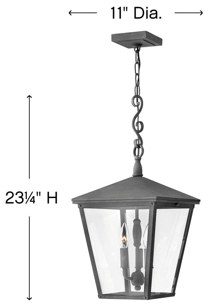 Hinkley Trellis Large Hanging Lantern, Aged Zinc