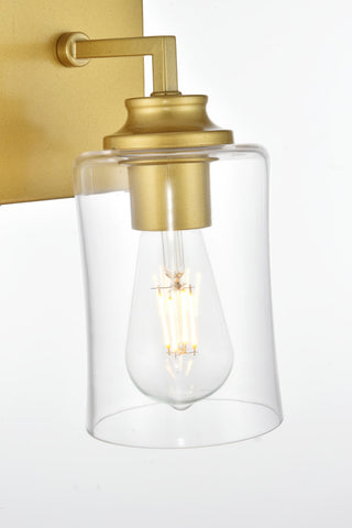 1 Light Brass And Clear Bath Sconce
