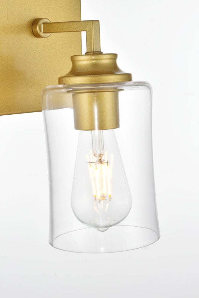 1 Light Brass And Clear Bath Sconce
