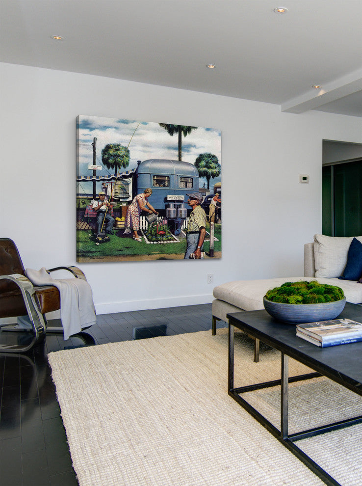 "Trailer Park Garden" Painting Print on Canvas by Stevan Dohanos