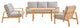 Orlean 4 Piece Outdoor Patio Eucalyptus Wood Dining Set Natural Light Gray