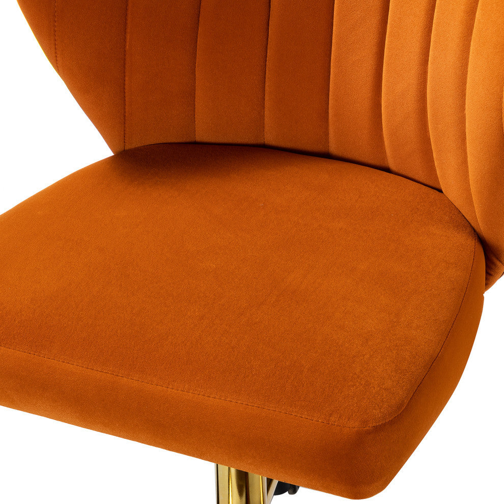 Swivel Task Chair With Tufted Back, Orange
