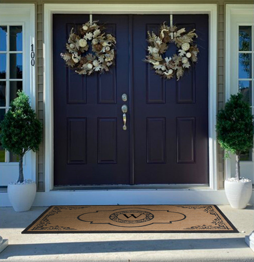 Abrilina Heavy Weight Outdoor Entryway Monogrammed Double Doormat 36"X72", W