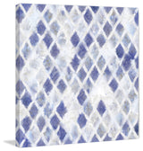 "Blue and White Diamonds" Painting Print on Canvas
