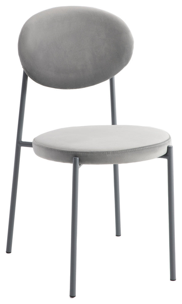 LeisureMod Euston Modern Velvet Dining Chair with Grey Steel Frame, Gray