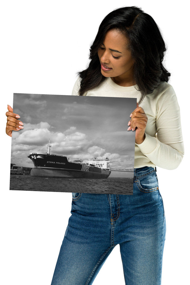 Industrial Style Wall Art: Ship St. Johns River Black & White Unframed, 11" X 14"