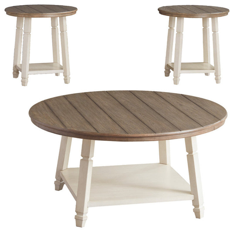 Benzara BM190130 Oak Wood Table Set with Canted Legs & Lower Shelf, Set of 3