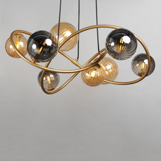 ET2 E24188-148 Planetary 8 Light 34"W LED Abstract Chandelier - Gold