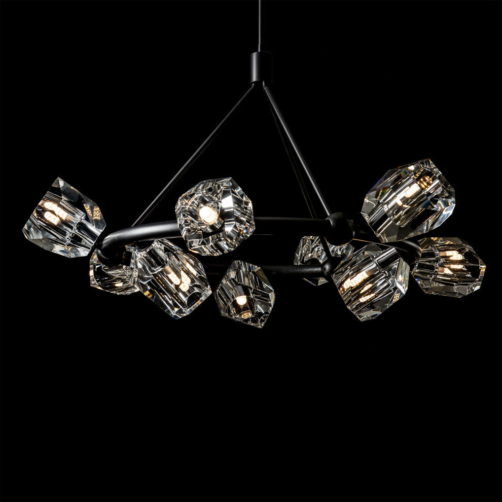 Gatsby 9-Light Ring Pendant - Black - Crystal