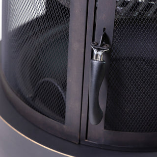 30" Diameter Outdoor Steel Woodburning Chimney Firepit, Cooking Grill