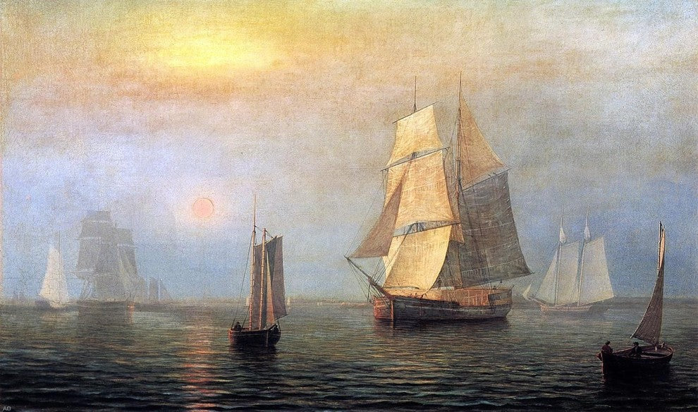 Fitz Hugh Lane Shipping in Down East Waters, Gallery Wrapped Canvas, 18"x27"