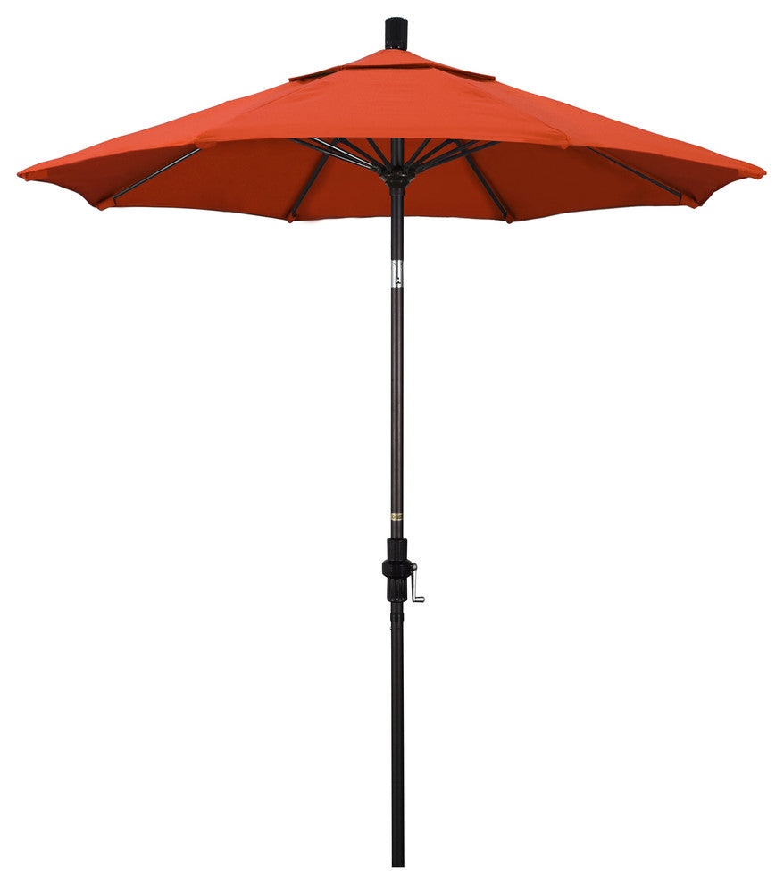 7.5' Bronze Collar Tilt Crank Aluminum Umbrella, Sunset Olefin