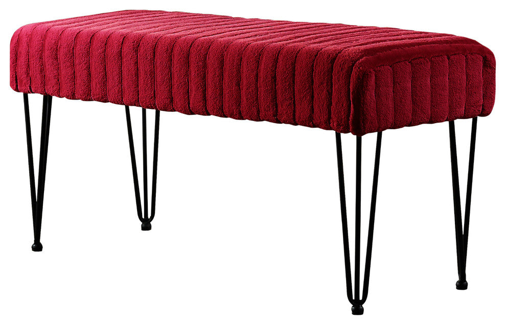 Serenta Super Mink Ottoman, Jester Red, 46''x16''x22''