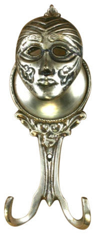 Mask Wall Hook Antique Silver
