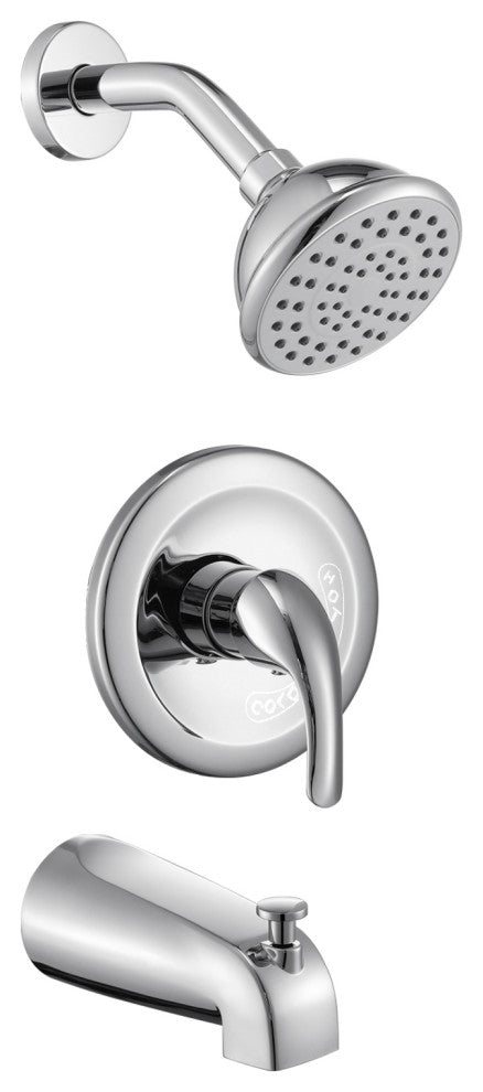 Chrome 6 Inch Shower Faucet wih Tub Spout Combo (Valve Included)