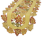 Bountiful Leaf Embroidered Cutwork Mini Fall Table Runner 12"x28", 16"x36"