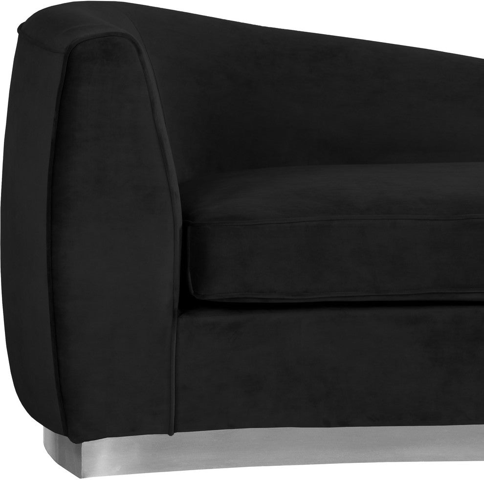 Julian Velvet Upholstered Chaise, Black, Chrome Base
