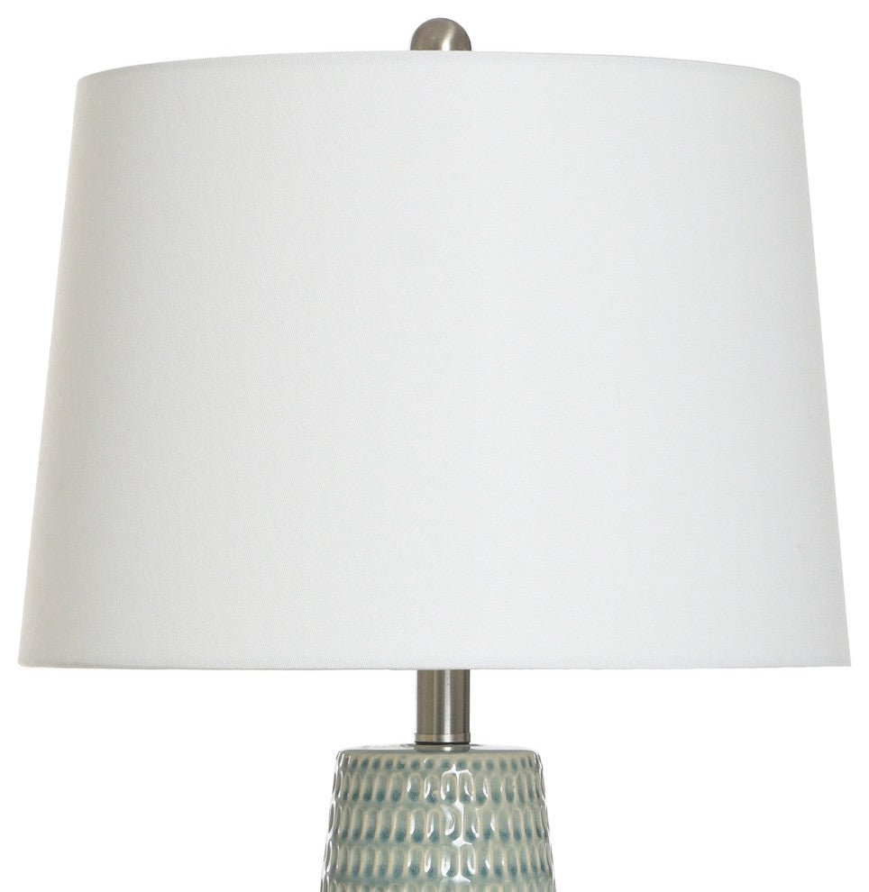 Starlite Ceramic Table Lamp Off-White Shade, Dimpled Luster Sage Finish