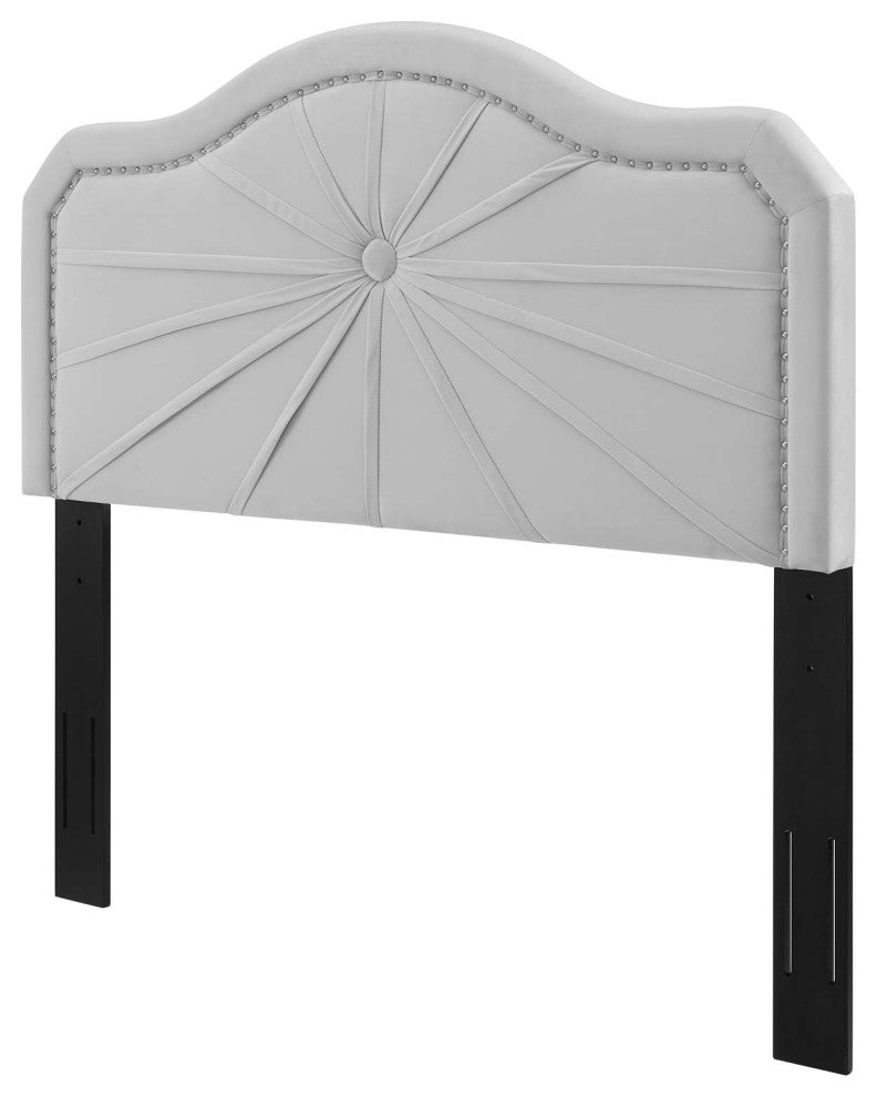 Headboard, King Size, Velvet, Light Gray, Modern Contemporary, Bedroom