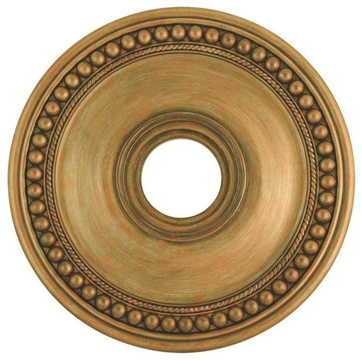 Wingate Ceiling Medallion, White, Hand-Painted Antique Gold Leaf