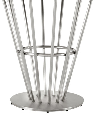 Veronica Shannon Round Dining Table 5-Piece Set, Brushed Steel, Gray Fabric