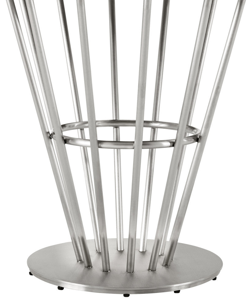 Veronica Shannon Round Dining Table 5-Piece Set, Brushed Steel, Gray Fabric