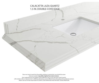 Nashville 36" Left Offset Bath Vanity, White 1.5" Calacatta Laza