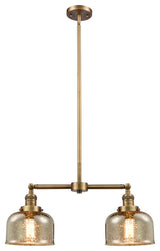 Large Bell 2-Light Chandelier, Brushed Brass, Glass: Silver Mercury