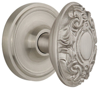 Single Classic Rosette With Victorian Knob, Satin Nickel